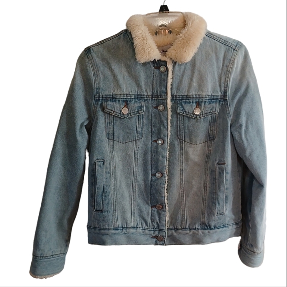 Denim Co faux fur lined denim blue jean jacket  Size 2